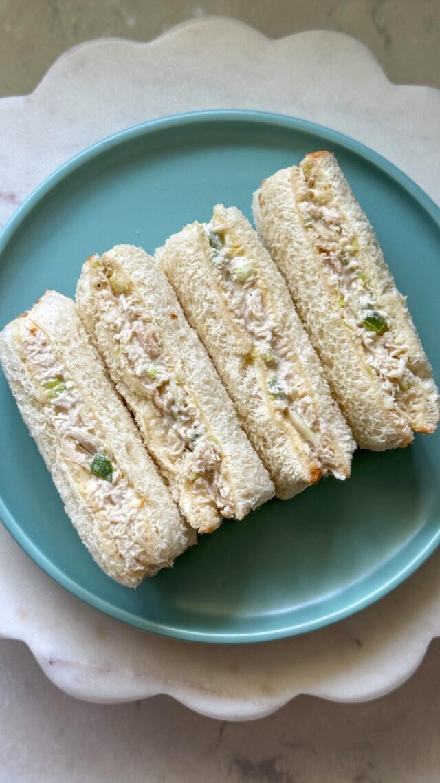 Finally sharing the most requested recipe from my stories  Marzorin Chicken Sandwich 🥪 (iykyk )  just in time for this  Mother’s Day. Send  this recipe to your husband  and kids so they can make these for you this Mother’s Day. Make these and thank me later . 
Instructions 
How to make Shredded Chicken  1 .5 cup low sodium veggie broth or chicken broth  8 chicken tenders 
1 star anise 
1 bay leaf 
1 stick cinnamon
2 cloves 
3 green cardamom 
1 pinch of salt 
Place all the above ingredients in Instant Pot 
Cover and set the pressure cooker lid valve to sealing. Pressure cook on high for 8 minutes, followed by a 5 minute natural release, followed by a quick release , make sure to  flip the valve to venting to release whatever pressure remains.
Remove the lid , transfer the chicken to a kitchen aid and shred it or use two forks to shred the chicken. Save the chicken broth to add it to your soups or to flavor the rice .  How to make the sandwich filling 
In a bowl add shredded chicken, along with 1/2 cup shredded cabbage & 1/4 cup  finely chopped bell peppers (optional but I love to sneak in veggies ) , 1/2 cup mayonnaise, 1/3 cup cream cheese, 2 tbsp powdered sugar,  pepper and salt as per taste . Mix all the ingredients to combine well .  Assembling the sandwich : 
Butter each slice of bread all the way to the edges with salted butter.  Spread the chicken filling evenly over each slice of bread, top with another slice of bread then cut as desired. I have used a pair or kitchen scissors as I used soft bread instead of thick sandwich bread . You can use a serrated bread knife for cutting the sandwiches. .
.
.
.
.
.
.
.
.
.
.
.
.
.
.
.
#sandwich#chickensandwich#chickensalad#bakerystylesandwich#marzorinsandwich#copycatrecipesuccess#sandwichrecipes#easysandwichrecipe#chickensandwichrecipe#hightearecipes#partyfood#appetizerideas#highteatime#fingerfoods#